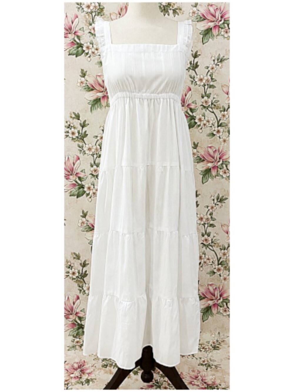 SoieRose White 100% Cotton Prairie Tiered Maxi Dress - SR-1313 - Picture 1 of 7